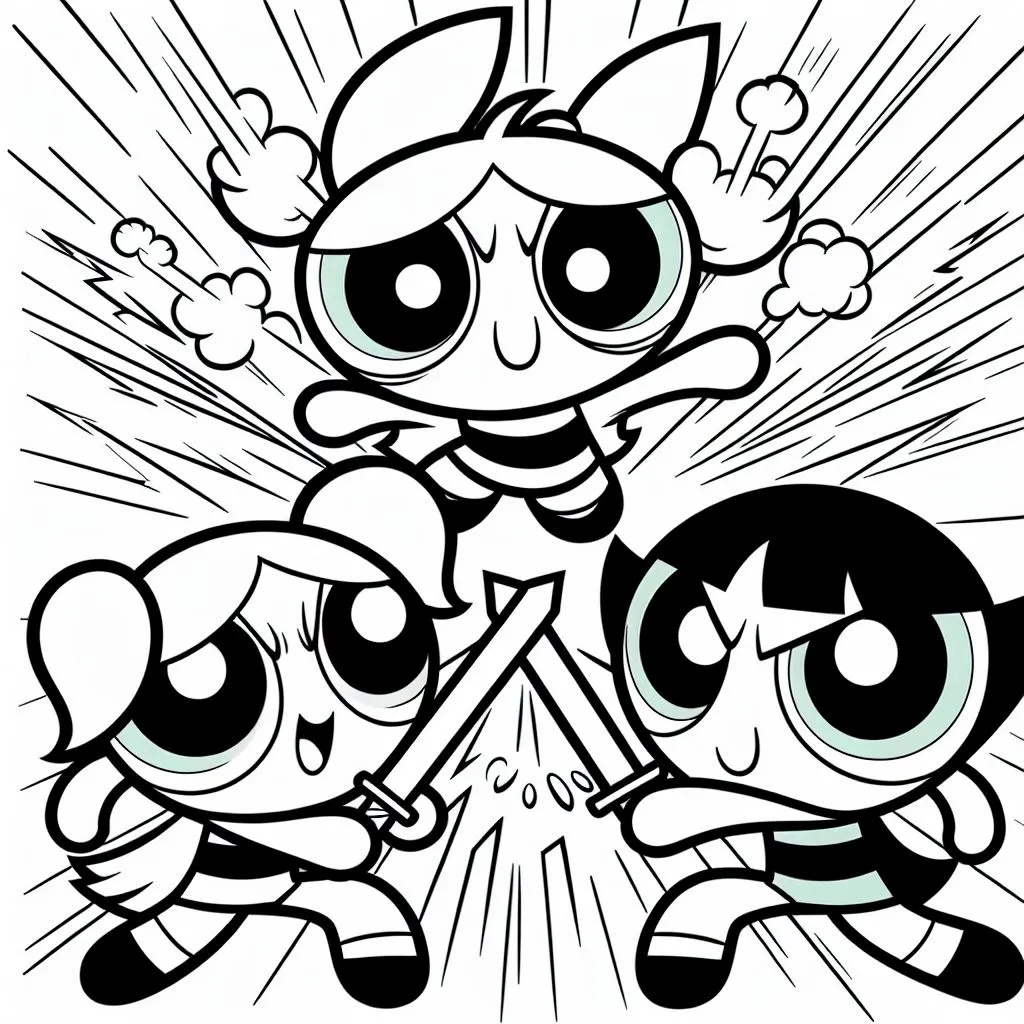 coloring page for super powerpuff girls