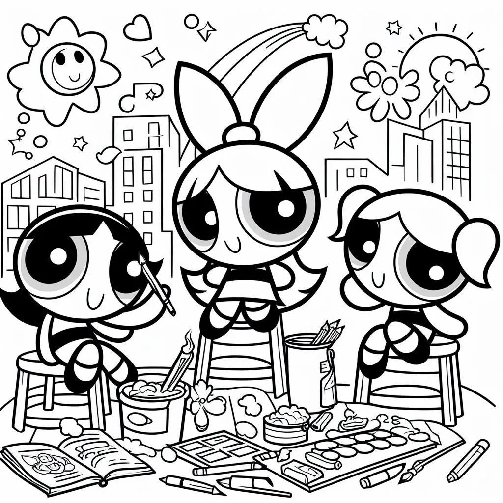 coloring page for super powerpuff girls