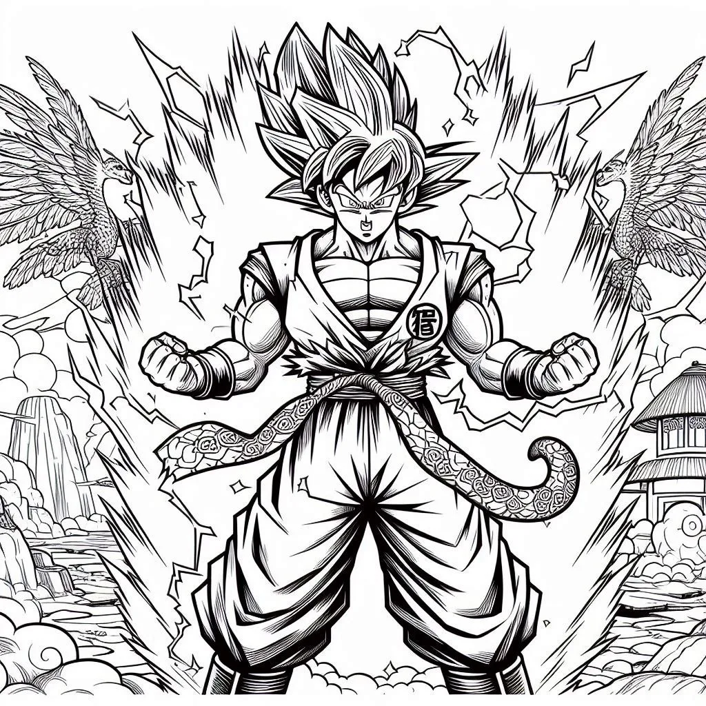 Disegni da colorare di Goku Super Saiyan God