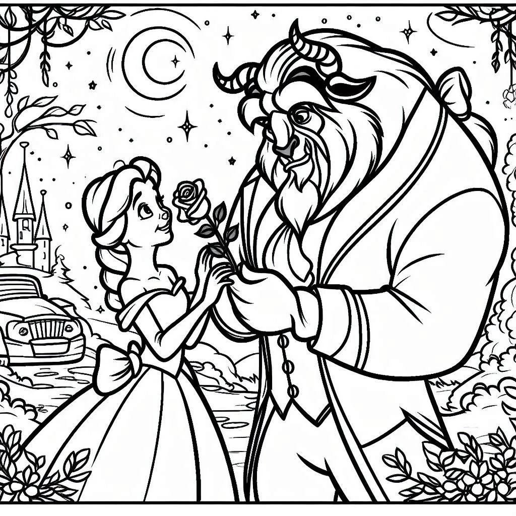 beauty and the beast coloring page