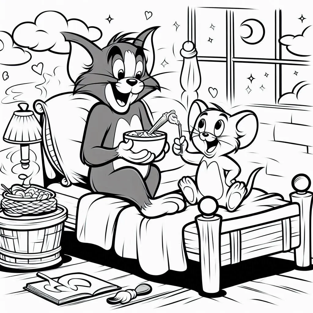 coloring page for tom and jerry