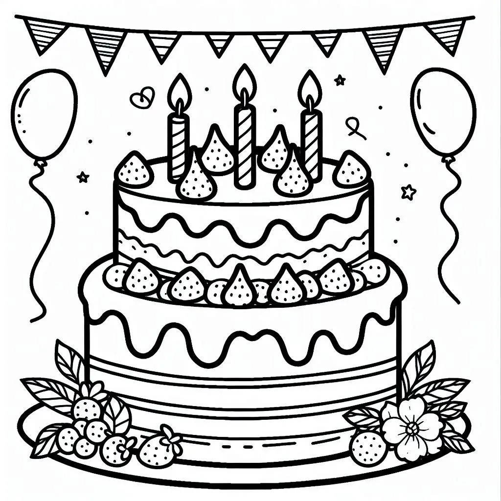 Torta di compleanno 22 disegni Torta di compleanno da colorare 2