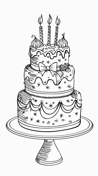 Torta di compleanno 13 immagine da colorare Torta di compleanno
