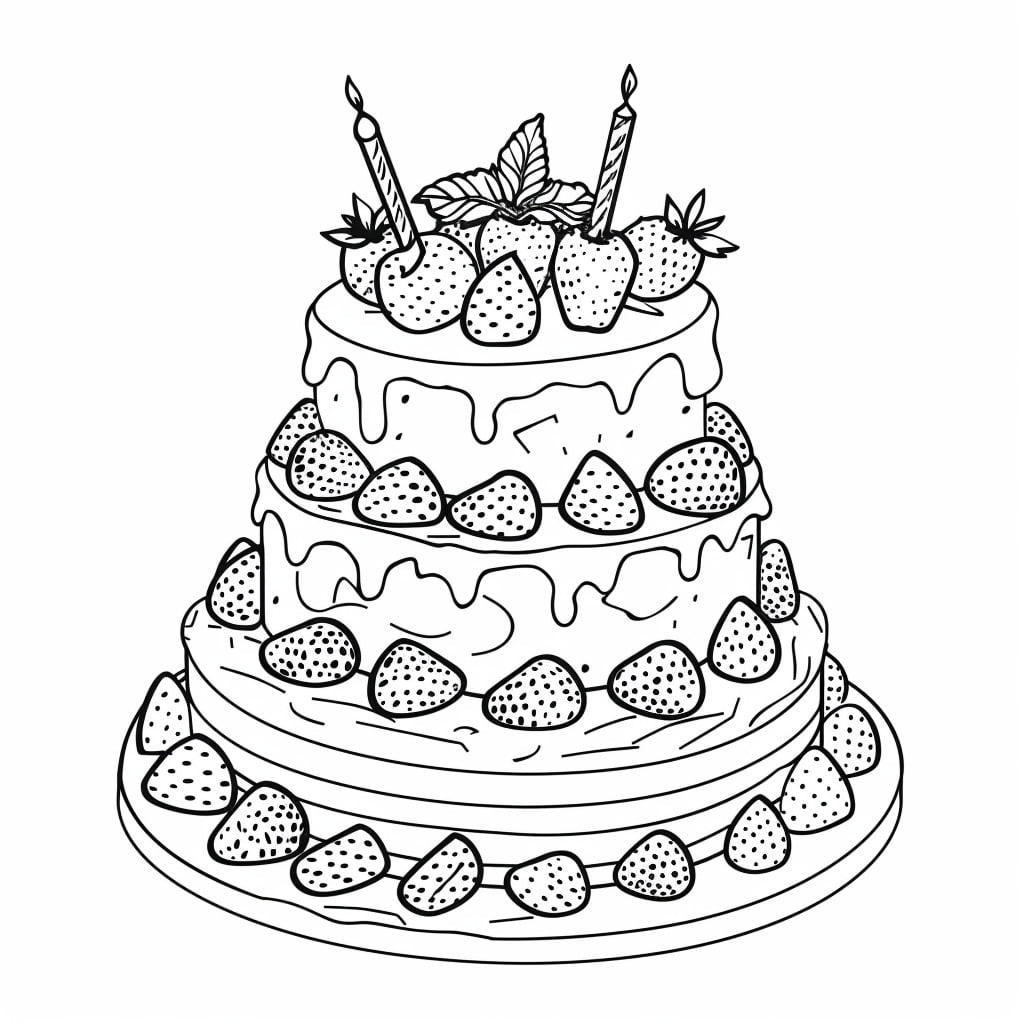 38 dibujos para colorear de pastel de cumpleaños | PDF para imprimir