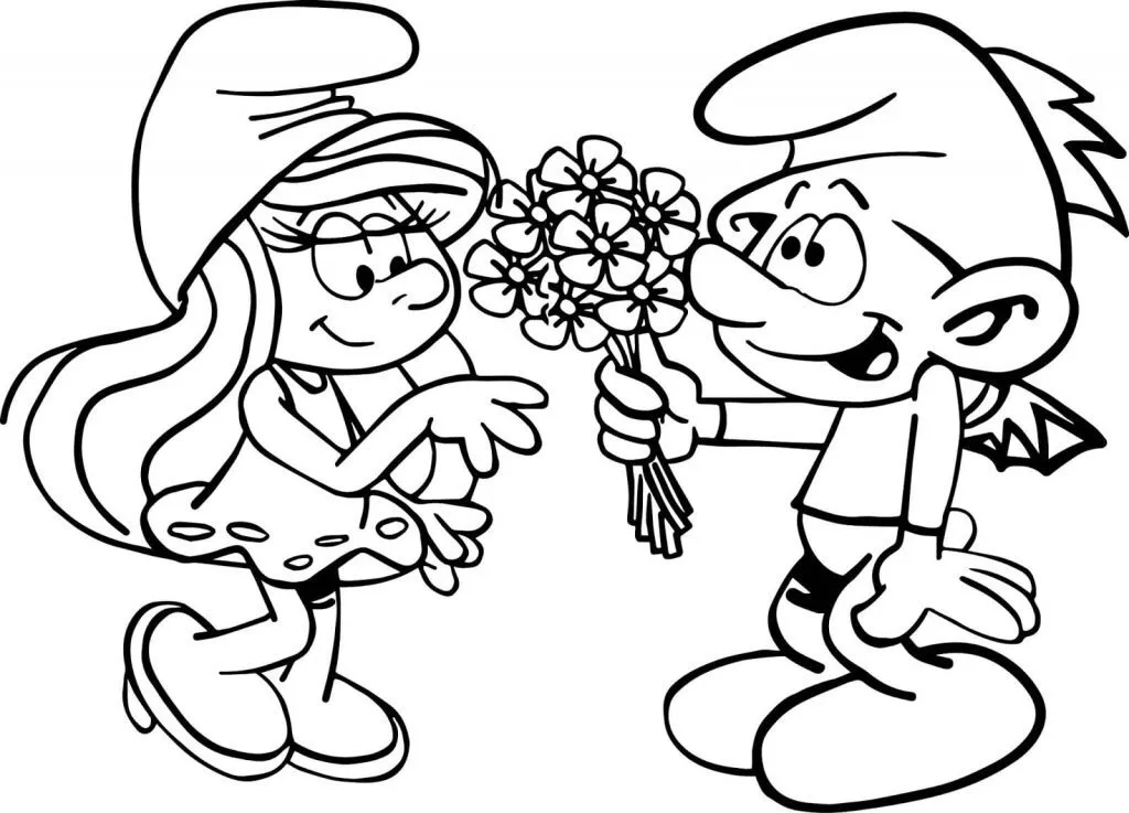 Dibujo de Pitufos para colorear e imprimir.
