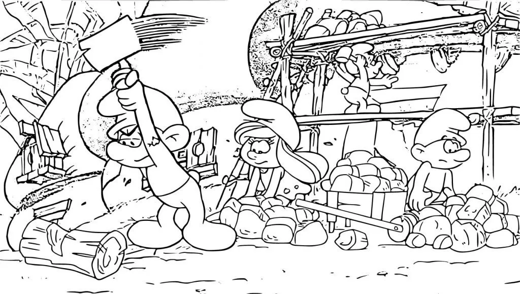 Dibujo para colorear de los Pitufos - dibujo fácil para niños