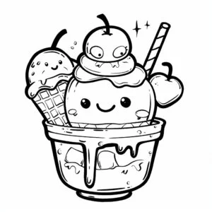 Gelato 10 Vignette de coloriage de crème glacée