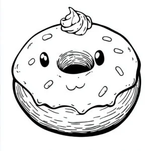 Beignet 8 Vignette de coloriage de beignet