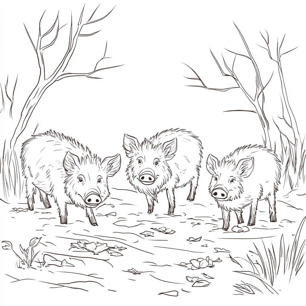 Cinghiali da colorare thumbnail