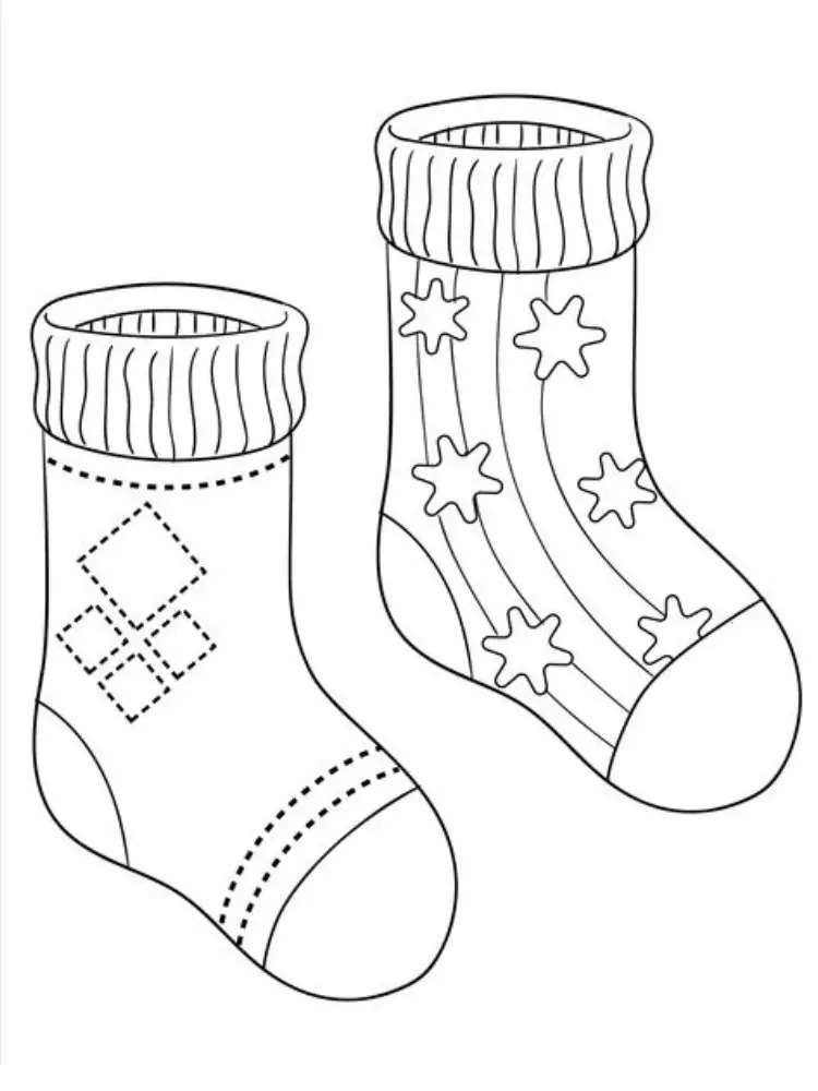 Calzino 2 da colorare Calzino disegno facile bambini